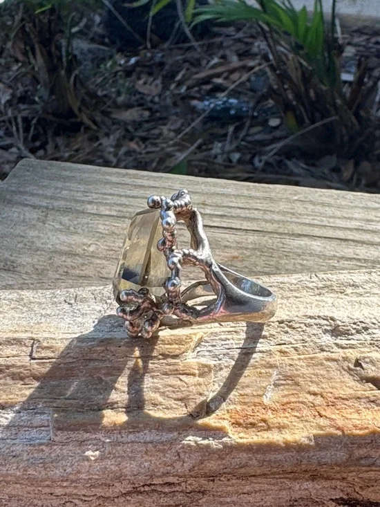 Artisan Sterling SIlver Ring with Citrine - Picture 2 of 6